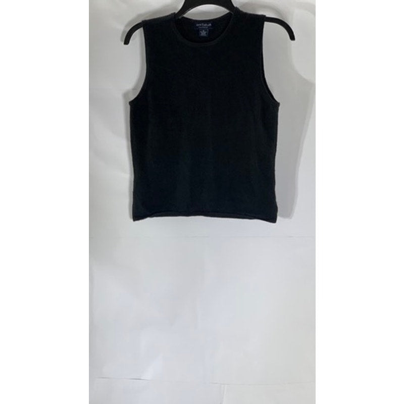 ANN TAYLOR Women’s Black Solid Two-Ply Cashmere Crewneck Tank Top SZ M