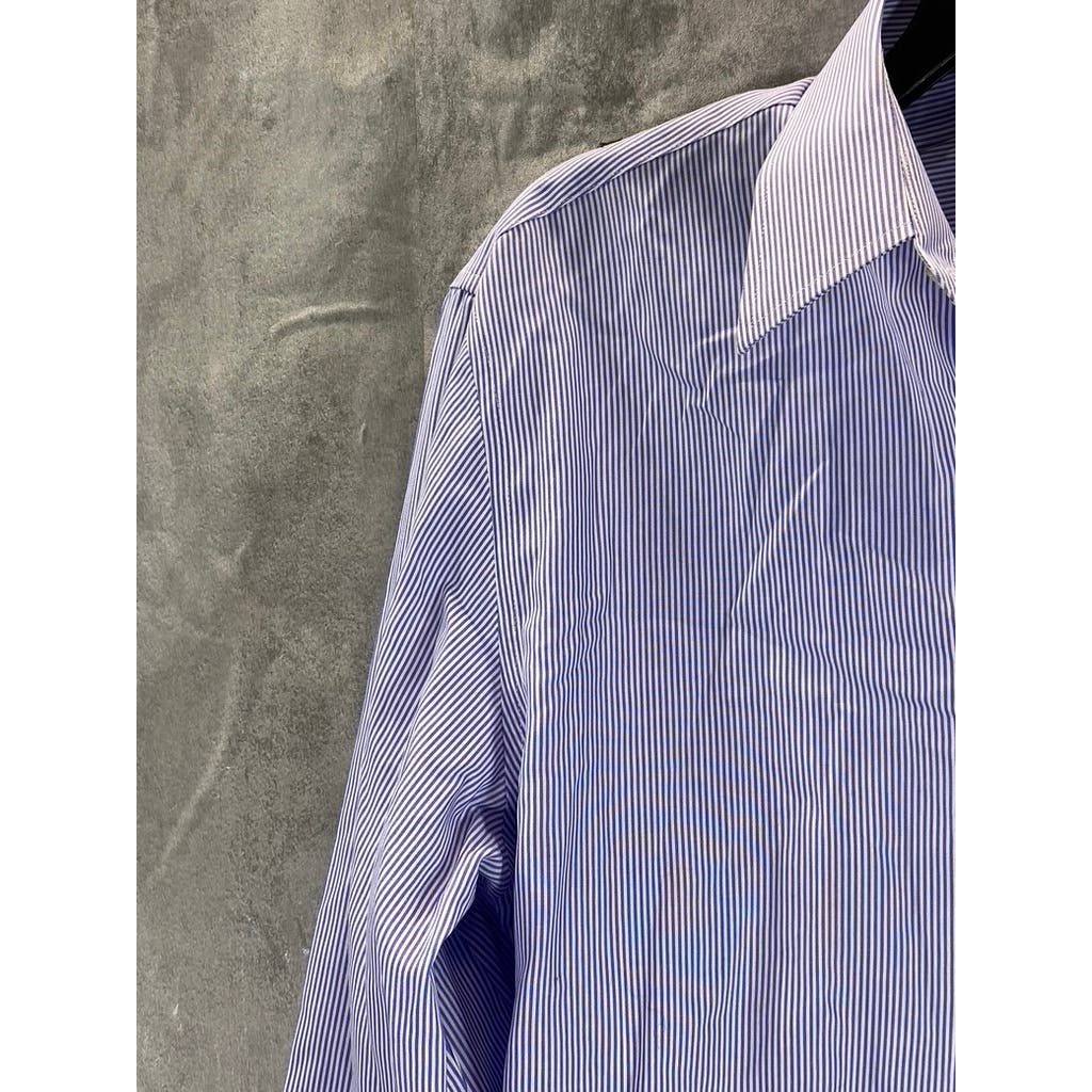 J.CREW Men's Light Blue Striped Non-Iron Button-Up Long Sleeve Shirt SZ M