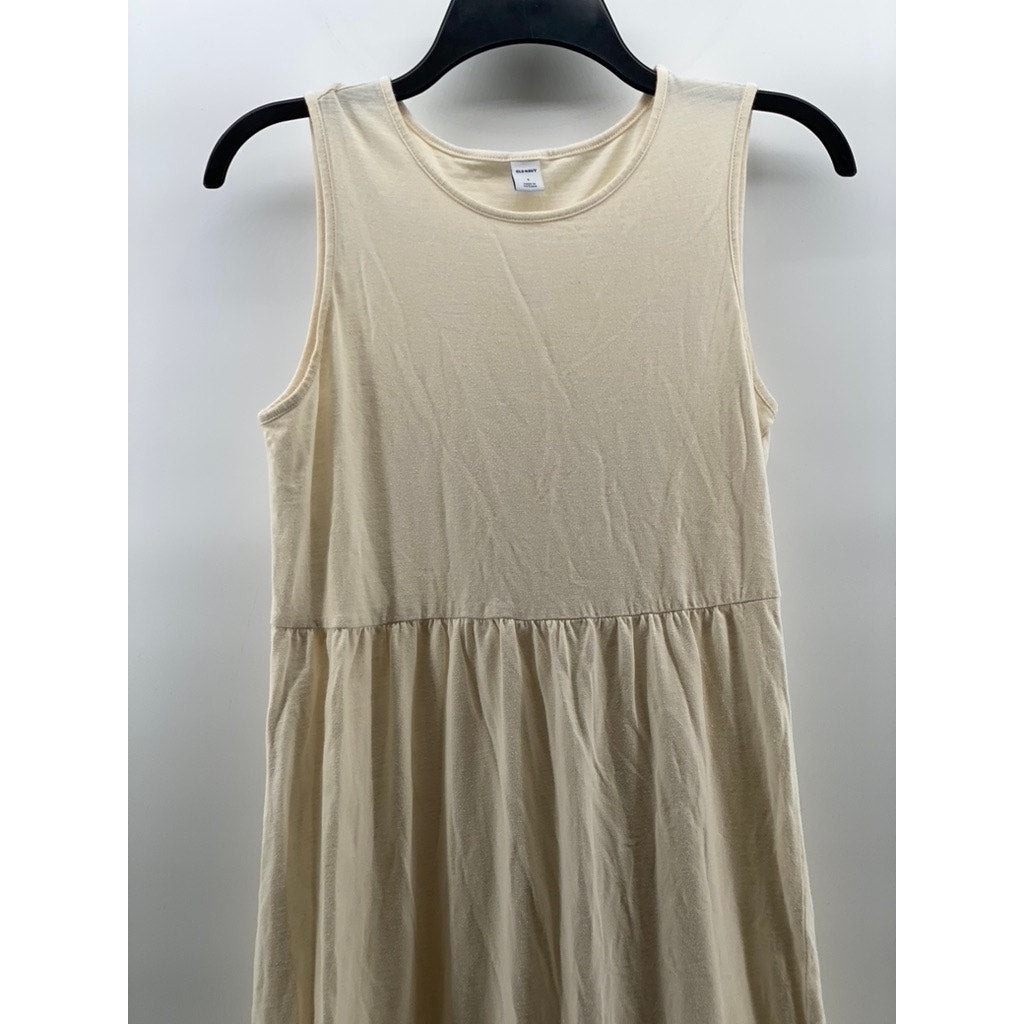 OLD NAVY Women's Creme De La Creme Crewneck Tiered Sleeveless Midi Dress SZ S