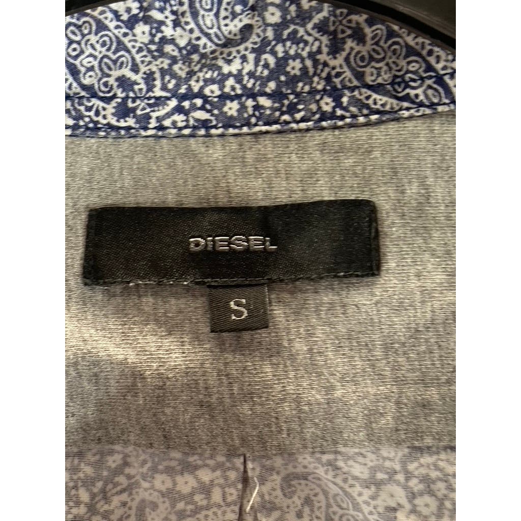 DIESEL Men's Navy/White Paisley Giamma Button-Up Long Sleeve Shirt SZ S