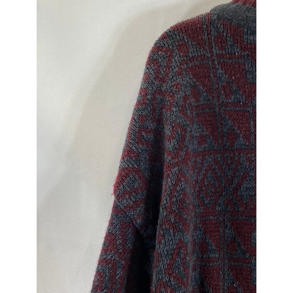 THE MEN'S STORE At Sears Men's Burgundy Printed Vintage Crewneck Sweater SZ XL