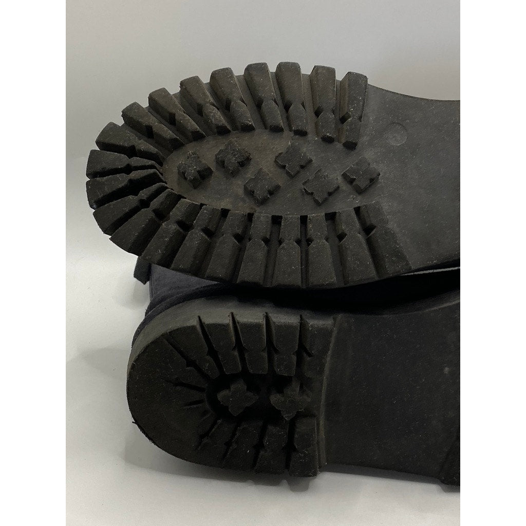 Women’s Navy Blue Faux Suede Round-Toe Lug-Sole Ankle Boots SZ 7