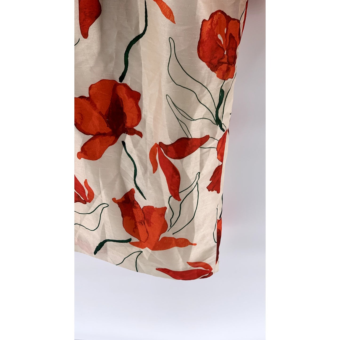 ANTHROPOLOGIE X HUTCH Women's White-Red Floral One-Shoulder Ruffle Dress SZ 10