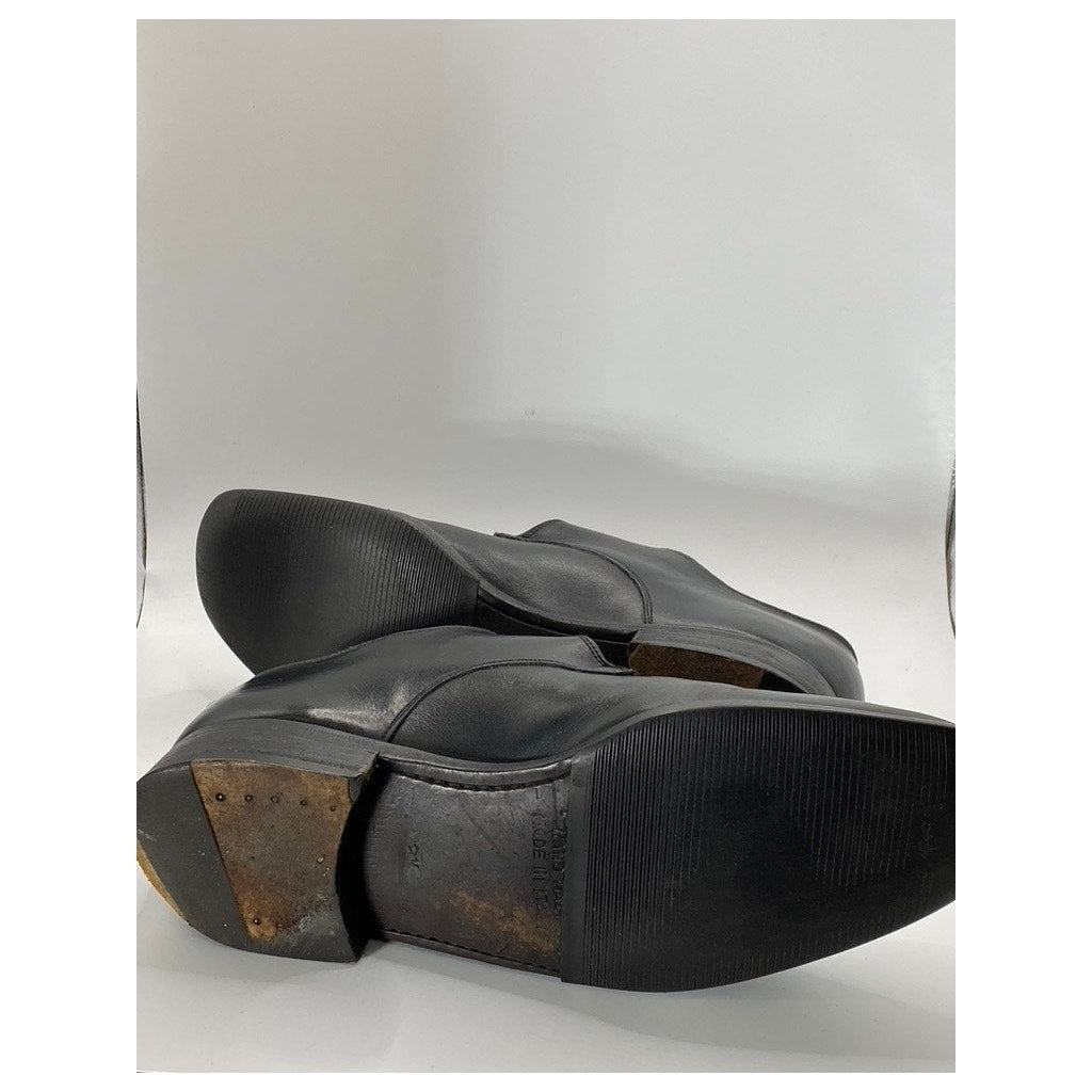BARNEYS NEW YORK Men's Vintage Black Leather Round-Toe Monk Strap Loafer 8.5