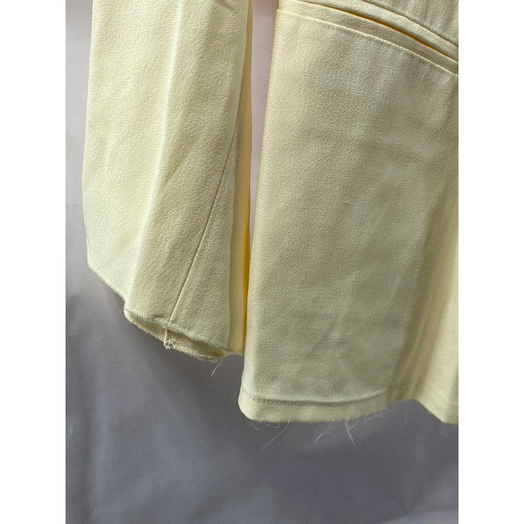UNBRANDED Women's Beige Single-Button Long Sleeve Notch Lapel Blazer SZ S