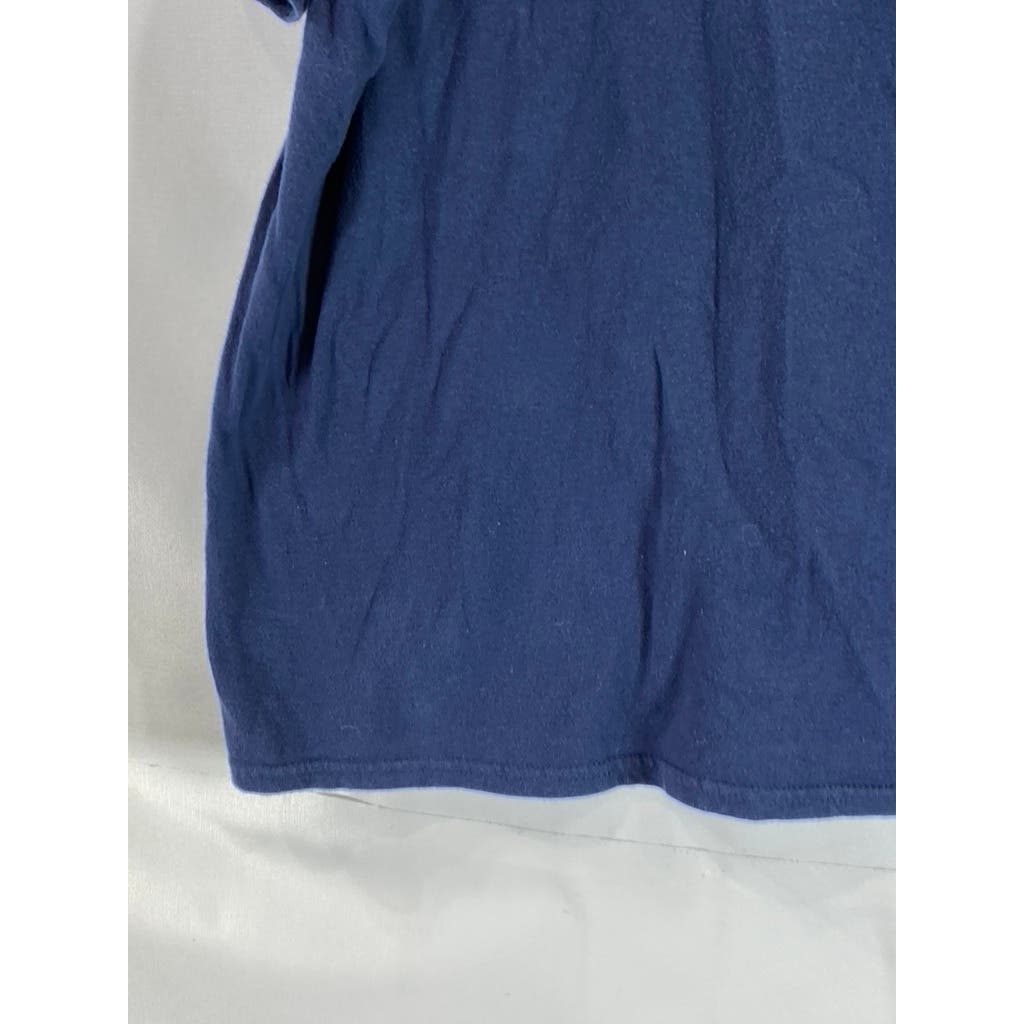 BOOHOO Men's Navy Crewneck Oversized Tonal Drip Face Graphic T-Shirt SZ L