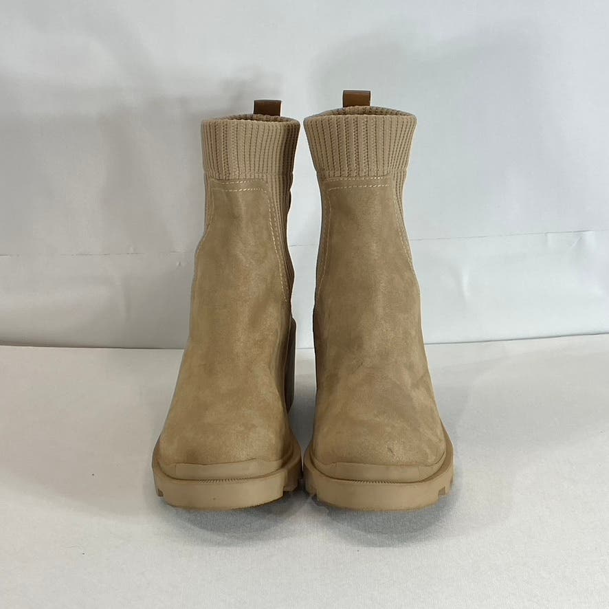 STEVEN NEW YORK Women's Tan Darla Lug-Sole Pull-On Sock Boots SZ 9