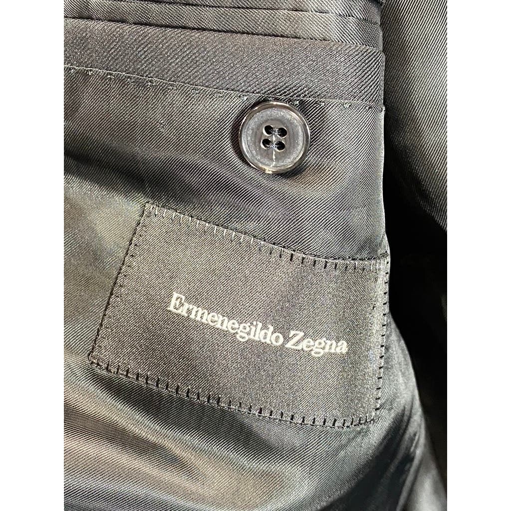 ERMENEGILDO ZEGNA Men's Solid Black Single-Button Wool Tuxedo Coat SZ 50R