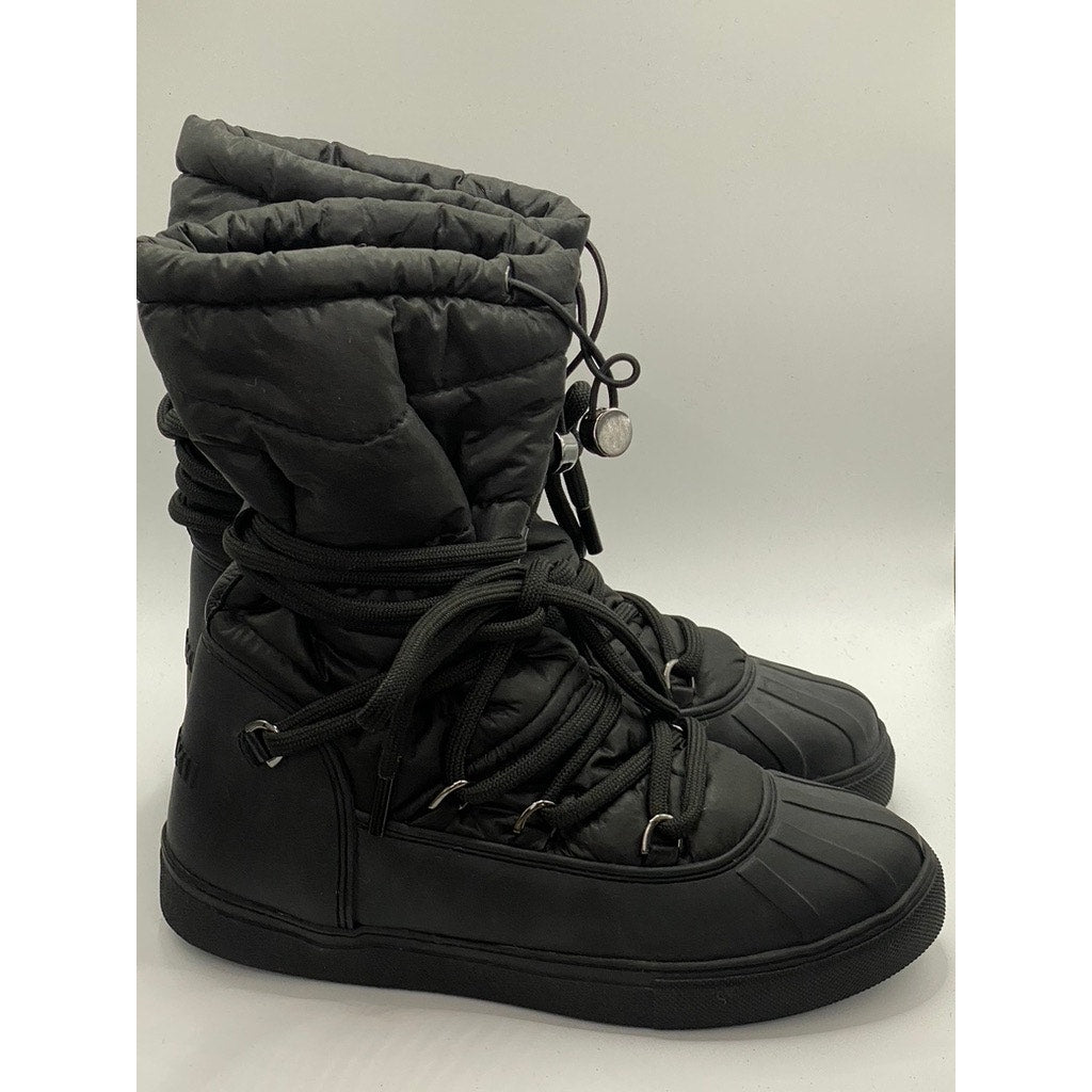INUIKII Women's Black Tall Lace-Up Quilted Winterwear Boots SZ US9