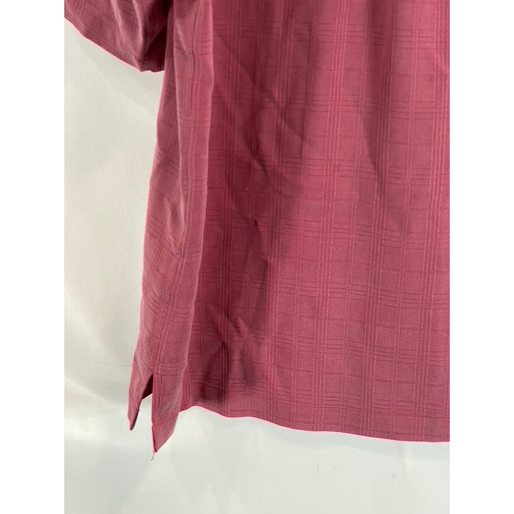 TOMMY BAHAMA Men's Red Textured Silk Vintage Button-Up Short Sleeve SZ L