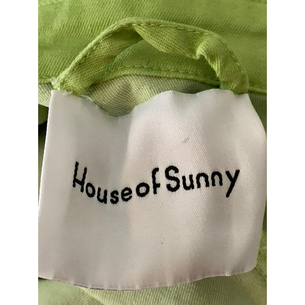 HOUSE OF SUNNY Women's Green Button-Front Elbow Sleeve Coverall Jumpsuit SZ 10