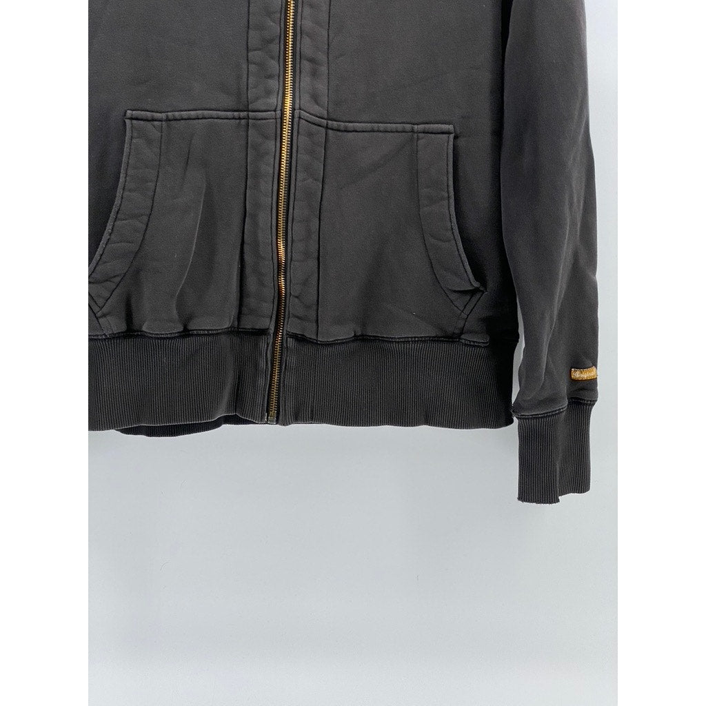 ORIGINAL PENGUIN Men's Washed Black Vintage Hooded Zip-Up Sweater SZ M