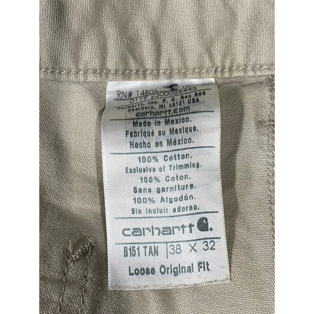 CARHARTT Men's B151 Tan Loose Original Fit Canvas Utility Work Pant SZ 38X32
