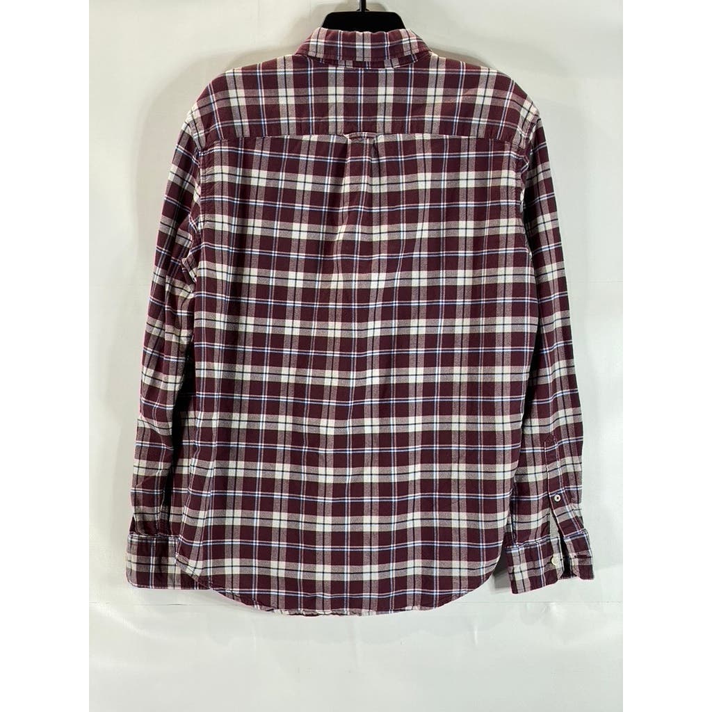 AMERICAN EAGLE OUTFITTERS Men's Burgundy Plaid Seriously Soft Flannel Shirt SZ M