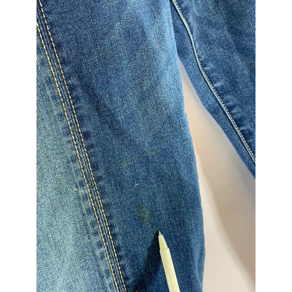SOHO NEW YORK & COMPANY Women's Blue Raw-Hem Skinny Ankle Jeans SZ 14
