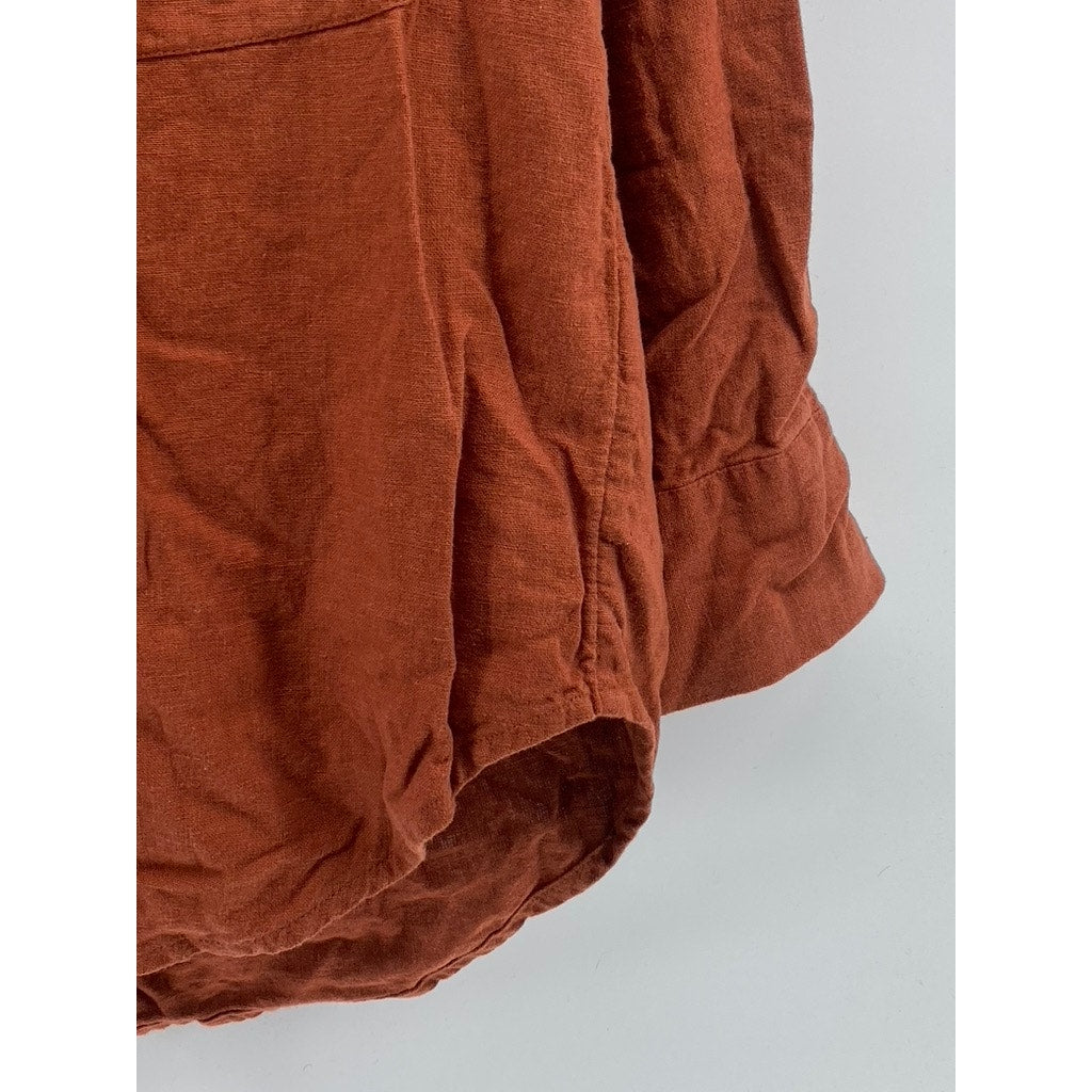 ABERCROMBIE & FITCH Women's Paprika Orange Linen-Blend Oversized Top SZ XS