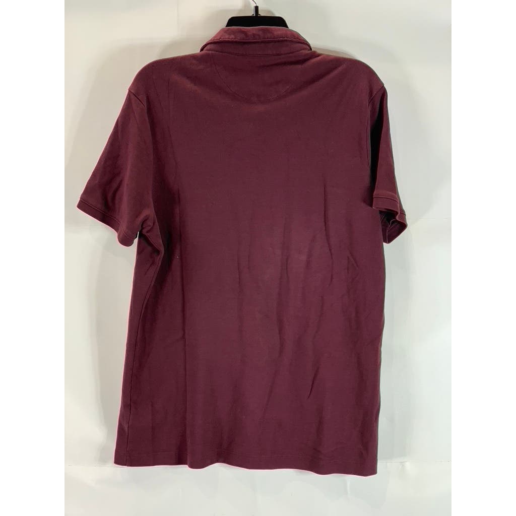 TAHARI Men's Burgundy Cotton Short Sleeve Polo Shirt SZ L