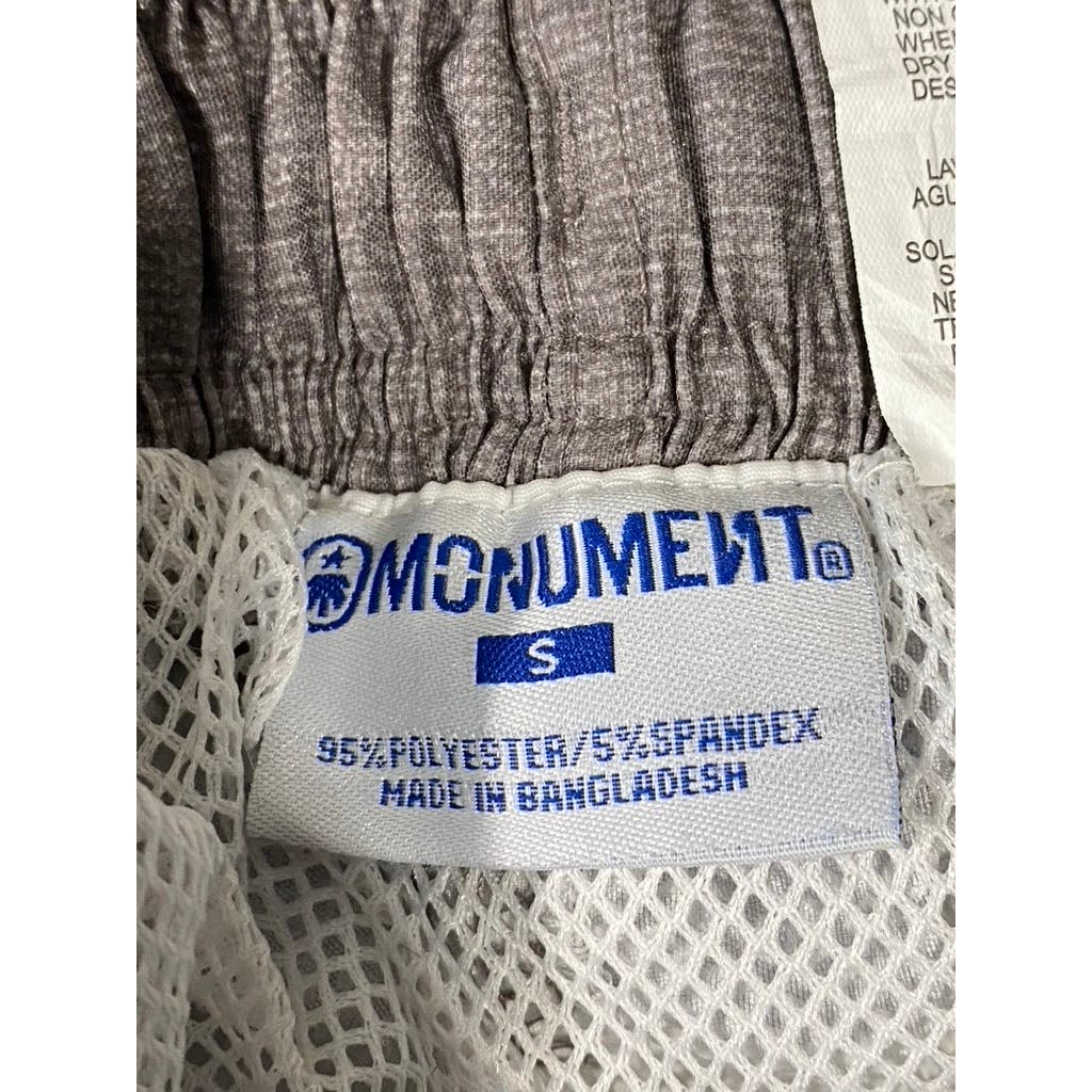 MONUMENT Men's Gray/Black Striped Elastic Drawstring Pull-On Board Shorts SZ S