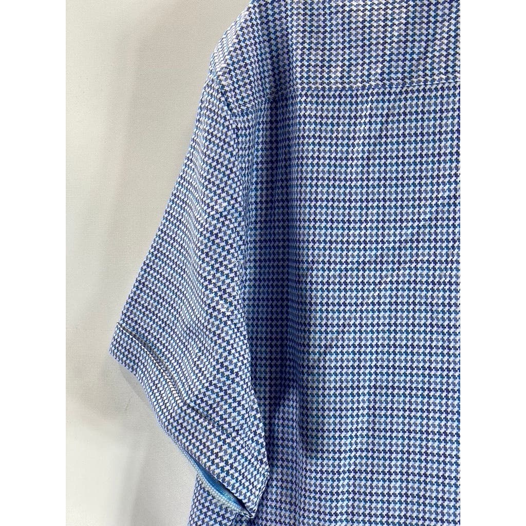 ROBERT GRAHAM Men's Blue Candido Tailored-Fit Button-Down Shirt SZ 3XL