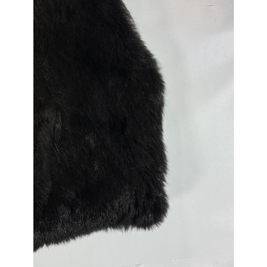 ANDREW MARC Women's Opossum Fur Leather Trim Bomber Zip Vest SZ L