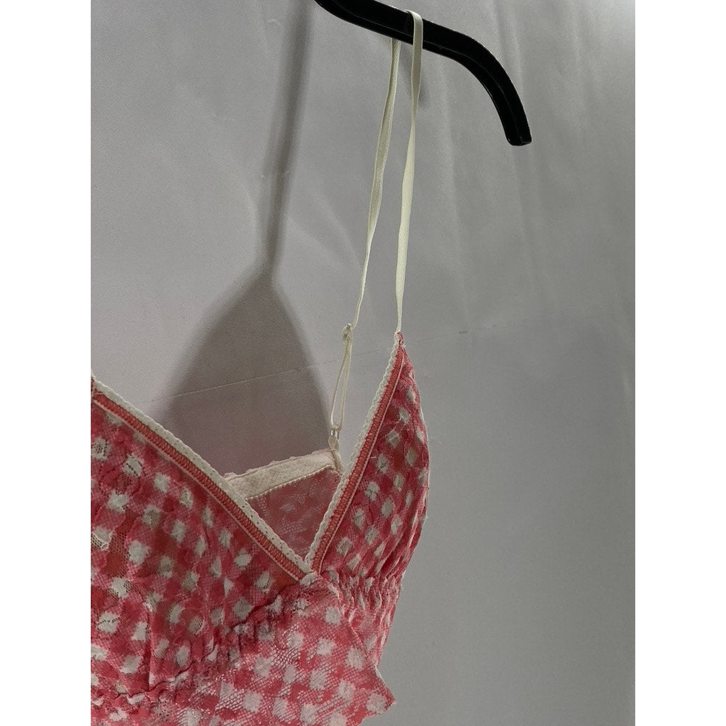 HANKY PANKY Women's Pink Do-Si-Do Checkered Lace Padded Bralette SZ XS