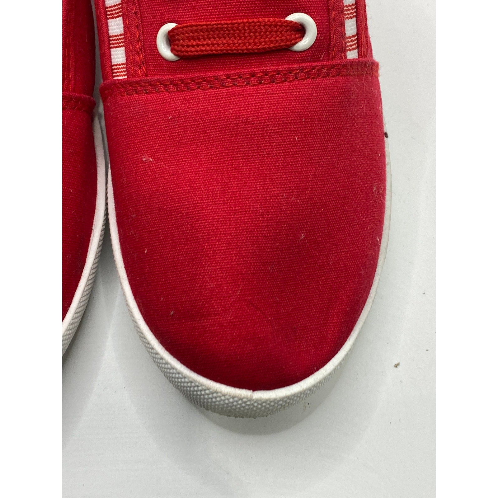 UNBRANDED Women's red Canvas Bungee Lace-Up Round-Toe Casual Flat Sneakers SZ 8