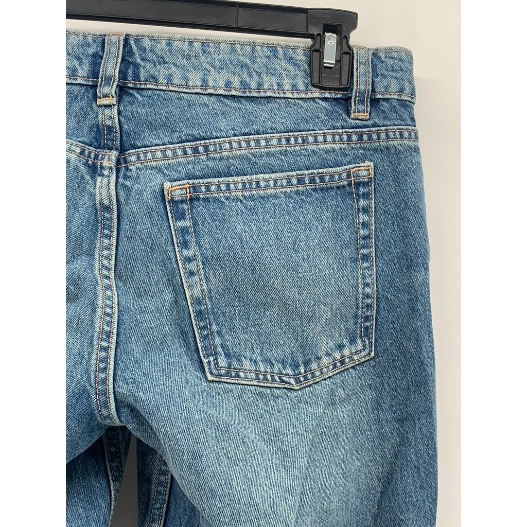 ZARA Women's Blue Wash Denim Straight-Leg Mid-Rise Five Pocket Jeans SZ 4