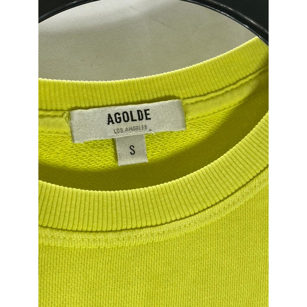 AGOLDE Women's Tarte Neon Green Thora Crewneck 3/4 Sleeve Sweatshirt SZ S