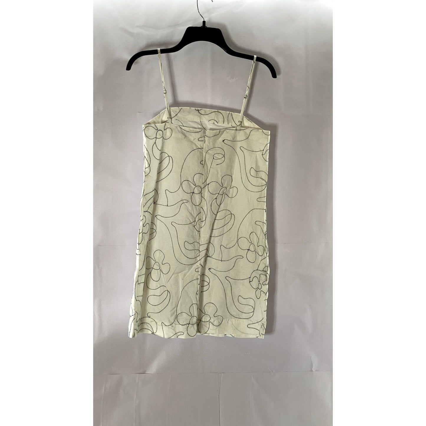 MADEWELL Women's Eyelet White Linen Goldie Straight-Neck Adjustable Dress SZ 0