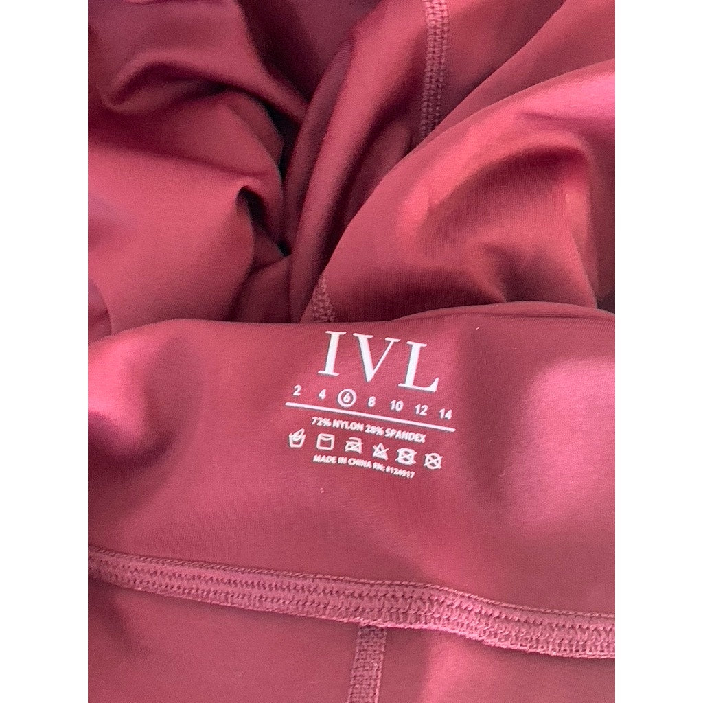 IVL Women's Burgundy V-Neck Spaghetti Cross Back Jumpsuit SZ 6