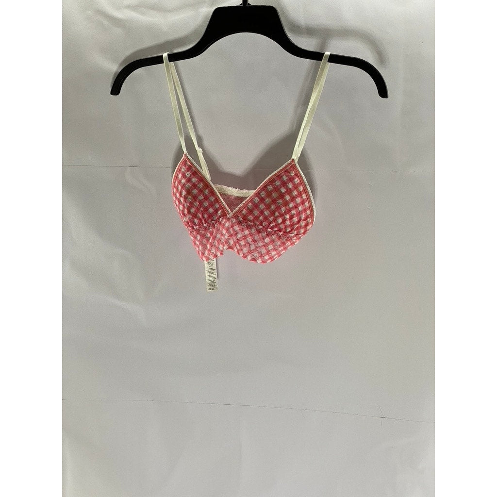 HANKY PANKY Women's Pink Do-Si-Do Checkered Lace Padded Bralette SZ XS