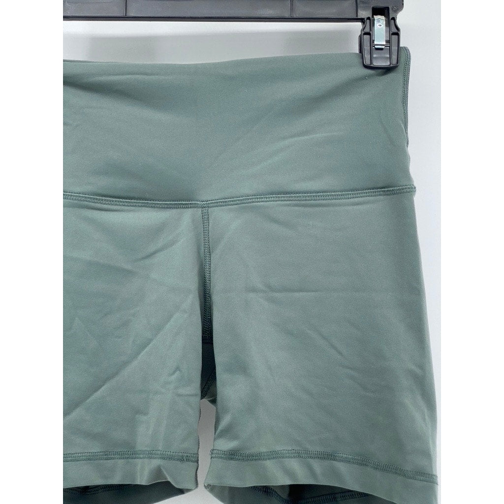 90 DEGREE BY REFLEX Women's Green Solid High-Rise Pull-On Bike Shorts SZ XS