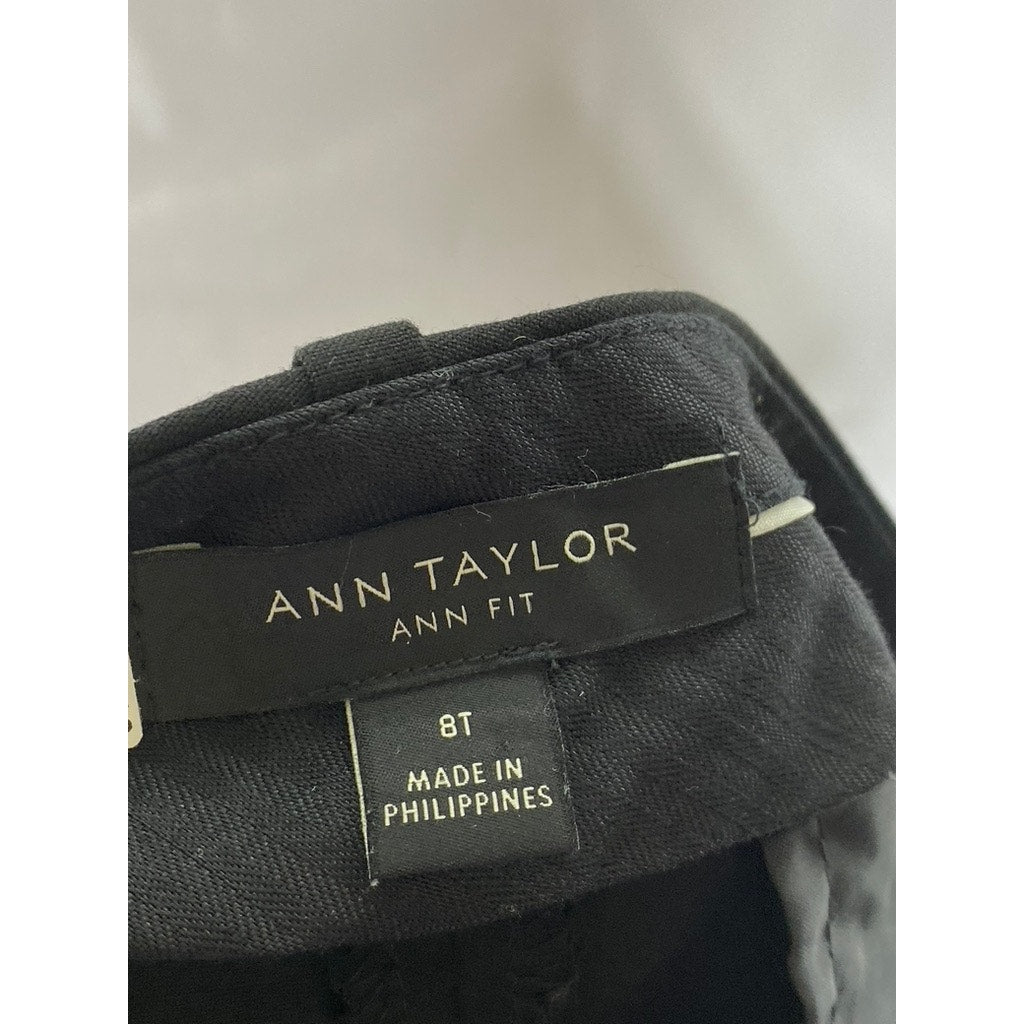 ANN TAYLOR Women's Tall Black Solid Ann-Fit Straight-Leg Dress Pant SZ 8T