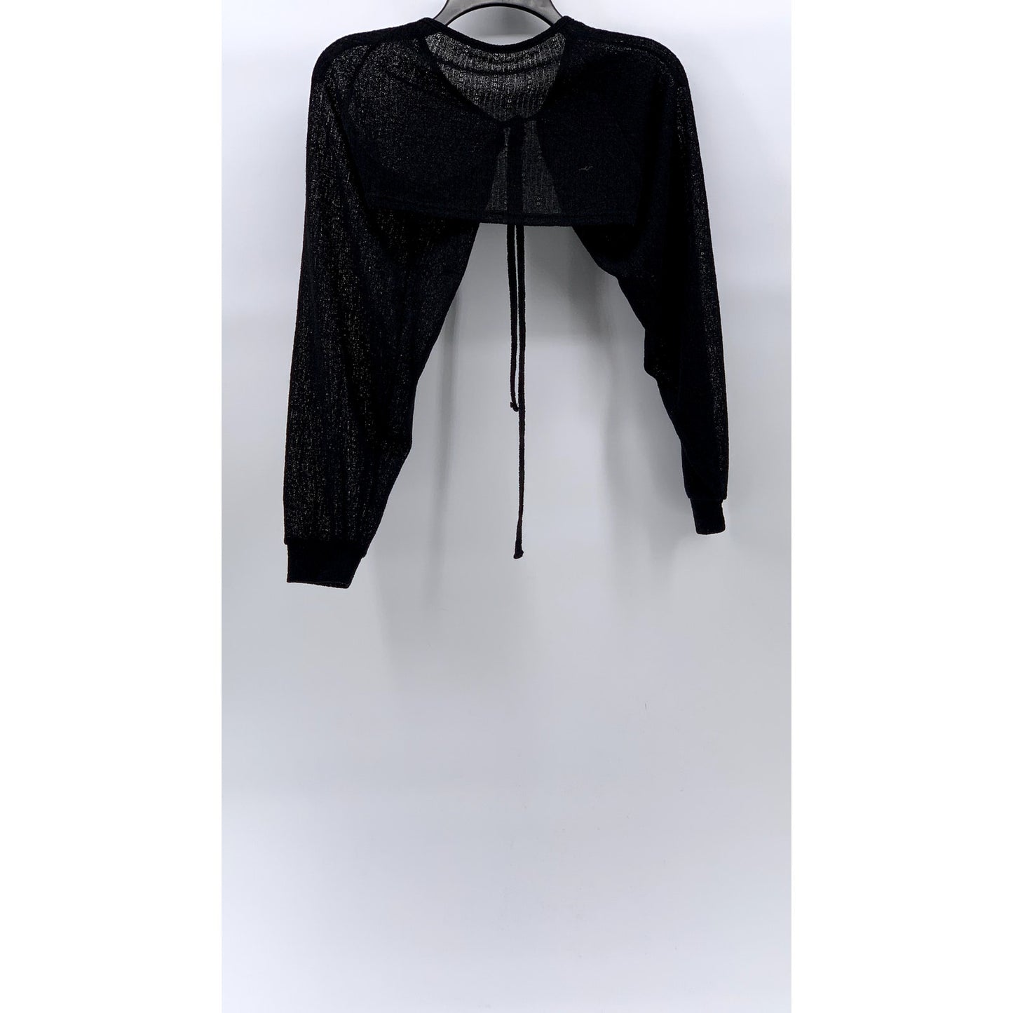3.3 FIELD TRIP Women's Black Knit Tie-Front Long Sleeve Overlay Shawl Top SZ OS