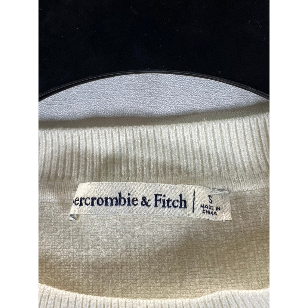 ABERCROMBIE & FITCH Women's Beige Crewneck Long Sleeve Ribbed Top SZ S