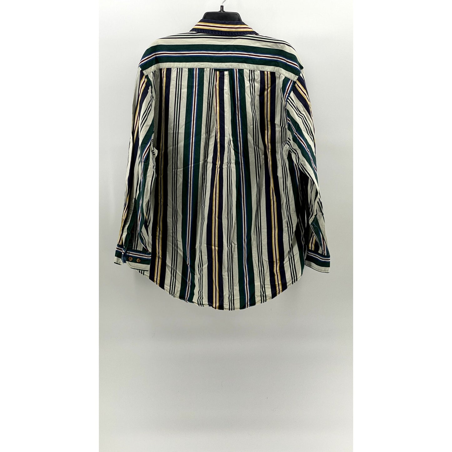WOODS & GRAY Men's Vintage Green-Blue-Yellow Striped Button-Up Shirt SZ M