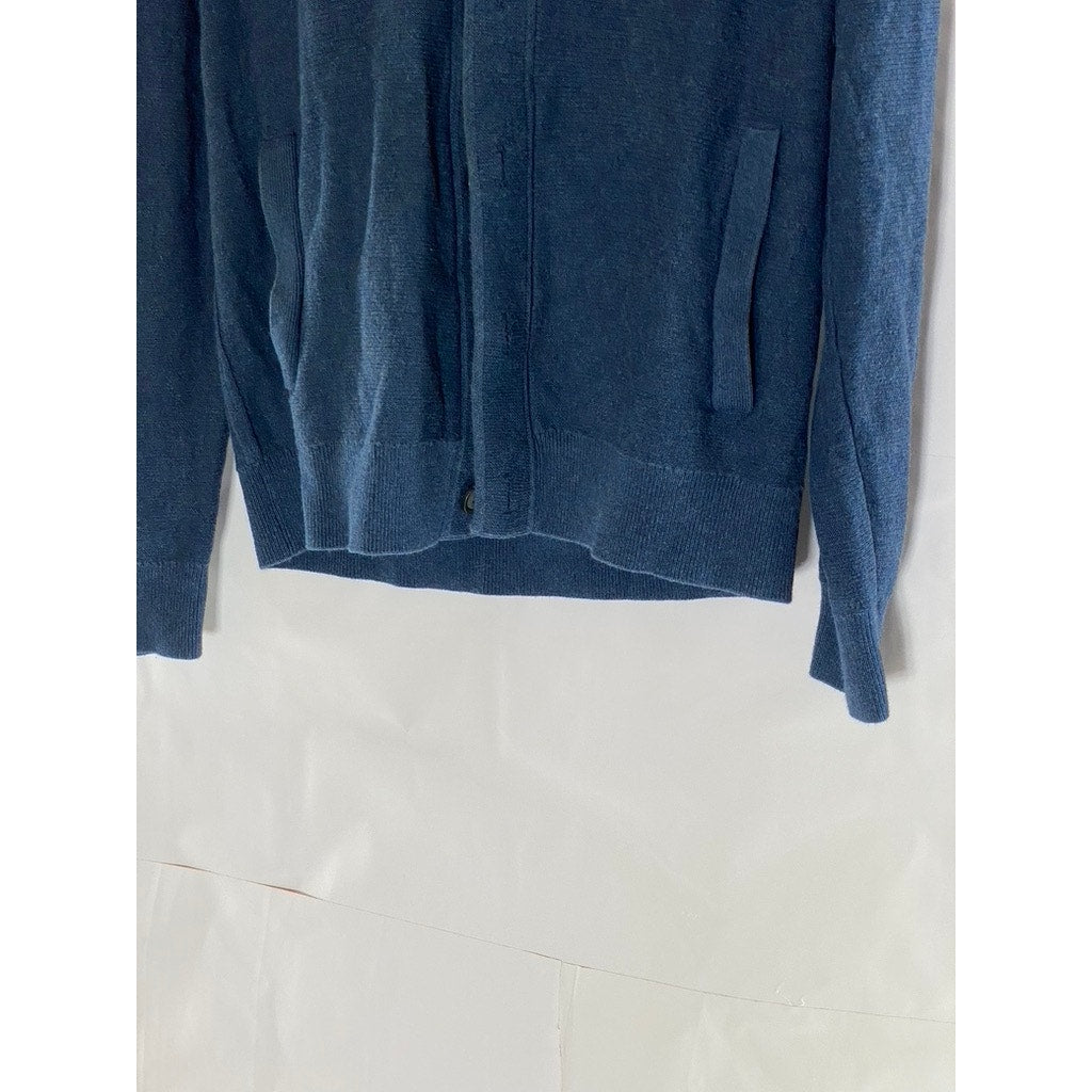 BANANA REPUBLIC Men's Blue Button front Shawl Collar Cotton Cardigan SZ L