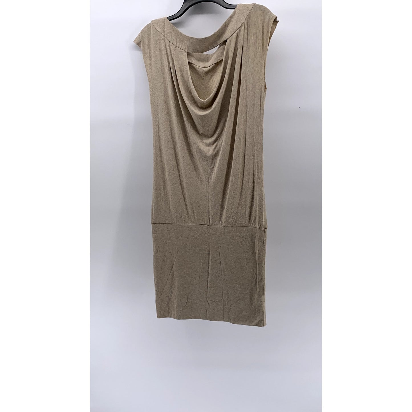 AKIKO Women's Tan Crewneck Sleeveless Cutout Drapey Back Casual Mini Dress SZ XS