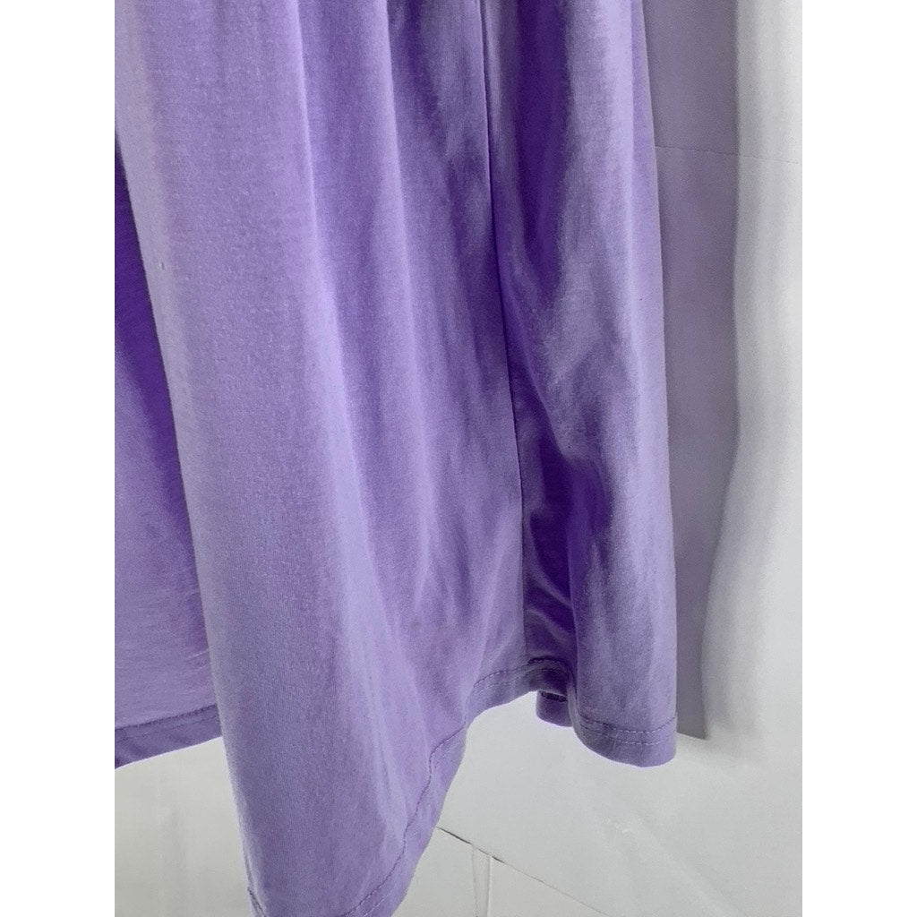 UNBRANDED Women's Purple Straight-Neck Spaghetti Strap A-Line Mini Dress SZ S