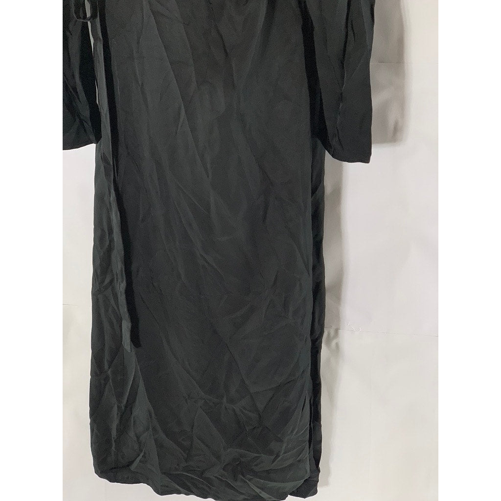 STOCKHOLM ATELIER & OTHER STORIES Women's Solid Black V-Neck Wrap Midi Dress SZ6