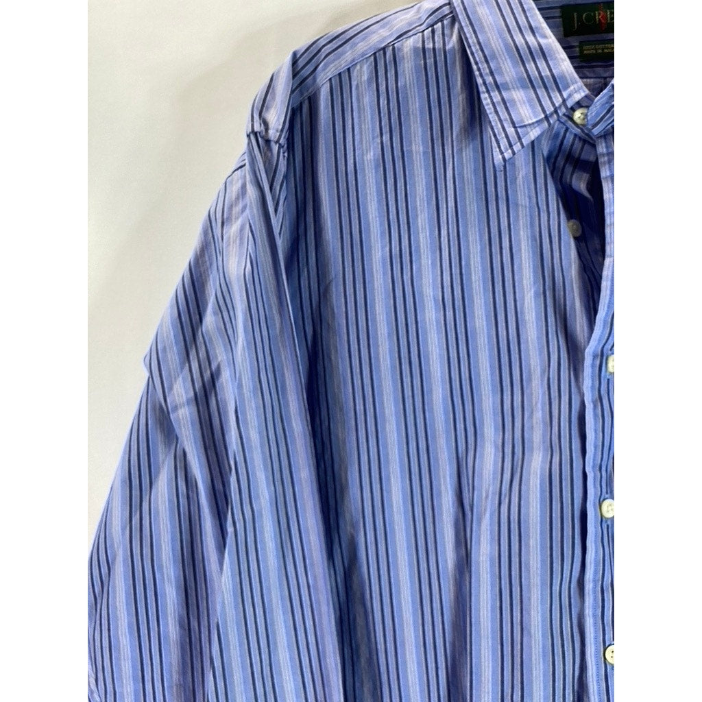 J.CREW Men's Blue Striped Cotton Regular-Fit Button-Up Dress Shirt SZ 15.5/34
