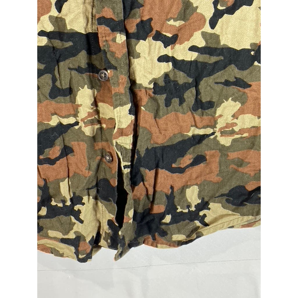 GOODFELLOW & CO Men's Green Camo Standard-Fit Button-Up Long Sleeve Shirt SZ M