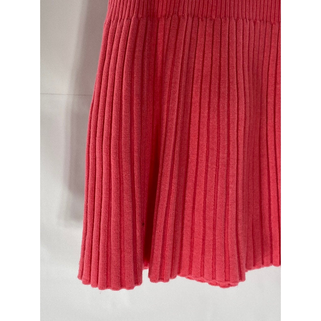 AERIE Women's Dark Pink Take Charge Pull-On Ribbed Flare Sweater Mini Skirt SZ M