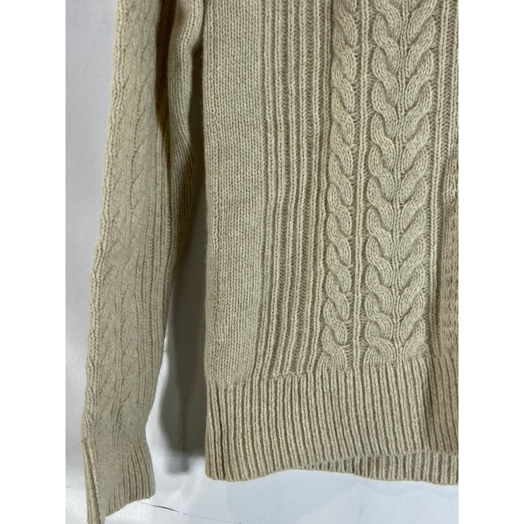 BANANA REPUBLIC Men's Cream Extra Fine Merino Wool-Blend Cable-Knit Sweater SZ S