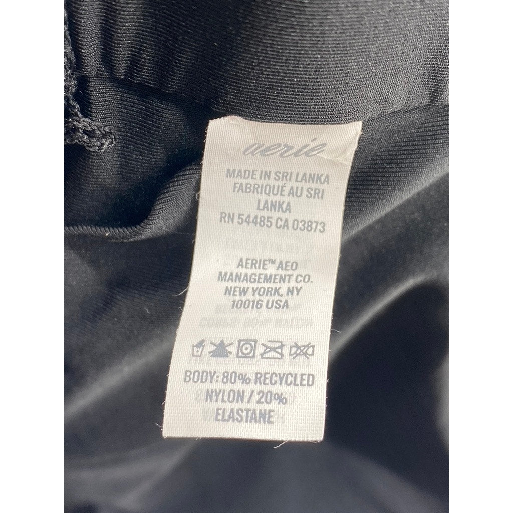 AERIE Women's Black Ruffle Wrap V-Neck Bikini Top SZ M
