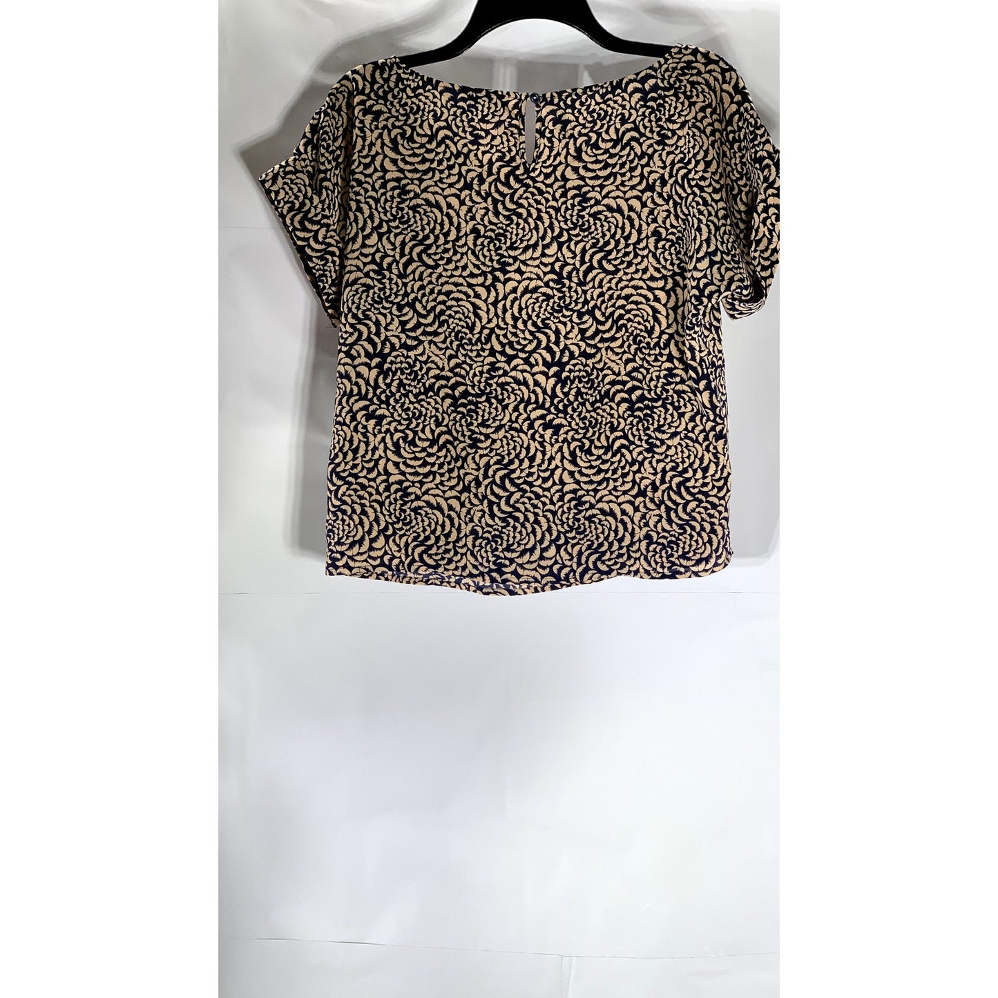 I LOVE H81 Women's Navy-Pink Printed Scoop-Neck Short Sleeve Top SZ S