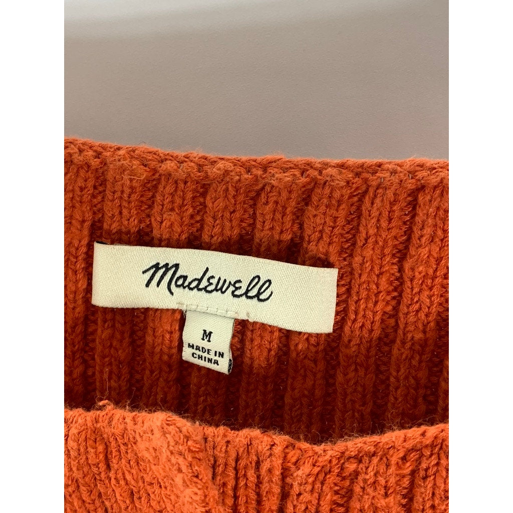 MADEWELL Women's Orange Rowe Button-Front Knit Sweater Tank Top SZ M