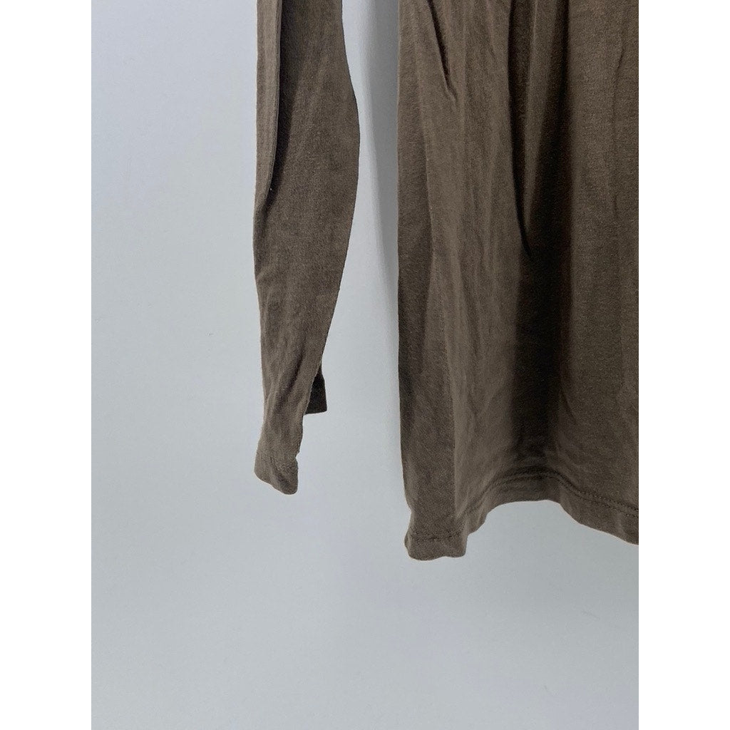 ANN TAYLOR Women's Brown Crewneck Long Sleeve Casual Top SZ M