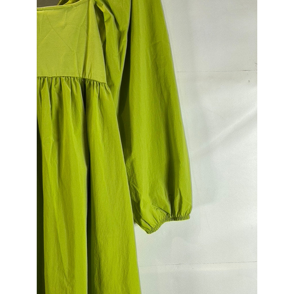 GESTUZ Women's Dark Citron MistGZ Midi Long Sleeve Off The Shoulder Dress SZ S