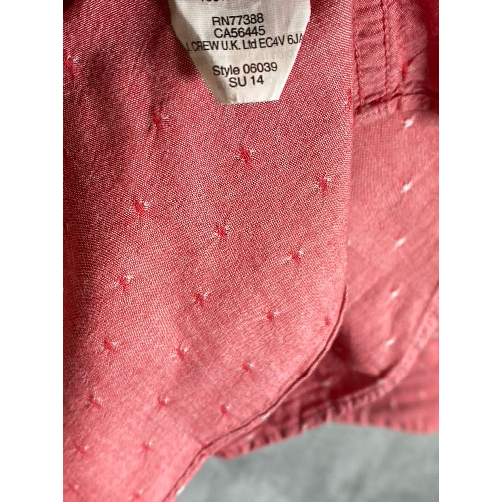 J.CREW Men's Red Textured Regular-Fit Cotton Button-Up Long Sleeve Shirt SZ XL